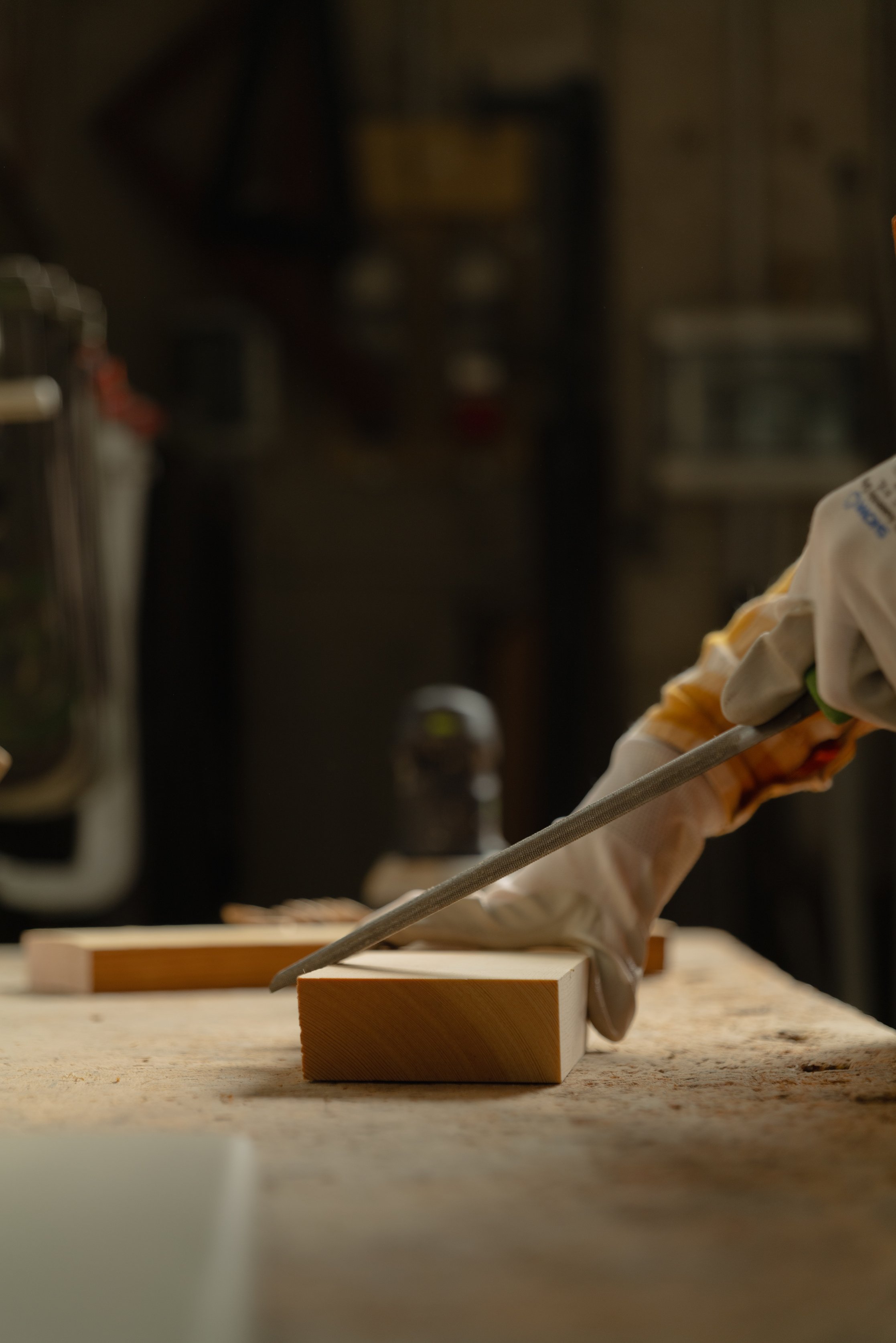 Woman Working at Woodworking Studio